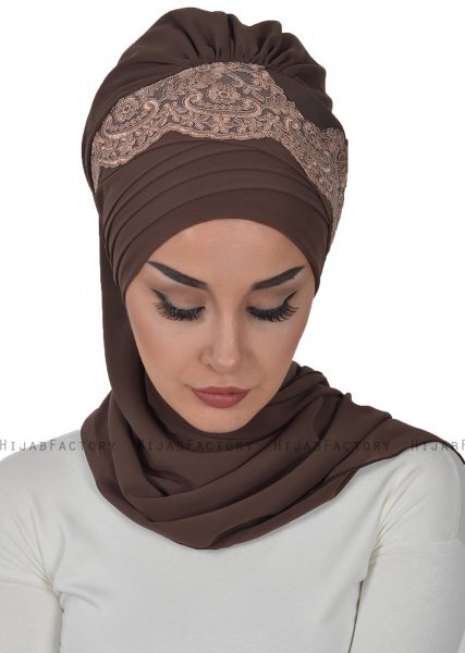 Celine - Turbante Chiffon Marrone - Ayse Turban