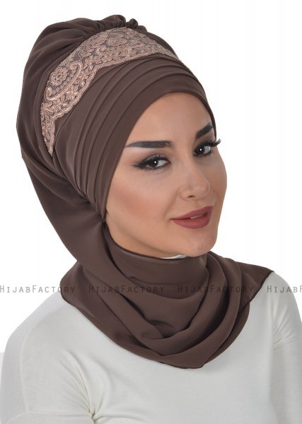 Celine - Turbante Chiffon Marrone - Ayse Turban