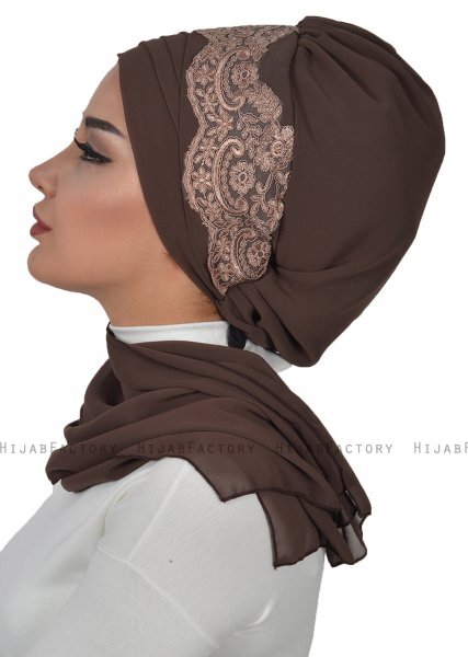 Celine - Turbante Chiffon Marrone - Ayse Turban