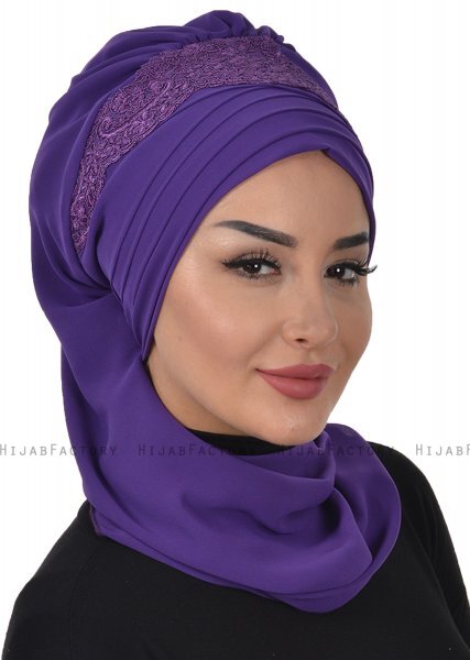 Celine - Turbante Chiffon Viola - Ayse Turban