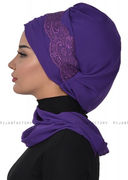 Celine - Turbante Chiffon Viola - Ayse Turban