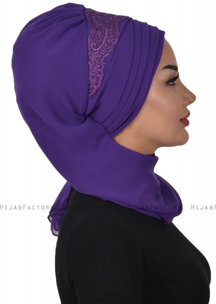 Celine - Turbante Chiffon Viola - Ayse Turban