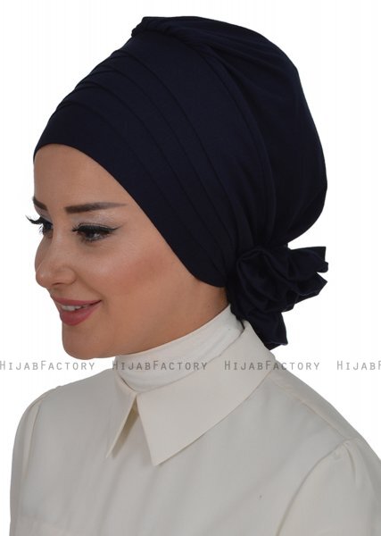 Monica - Turbante Di Cotone Blu Navy - Ayse Turban