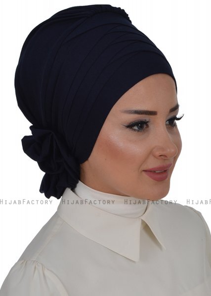 Monica - Turbante Di Cotone Blu Navy - Ayse Turban