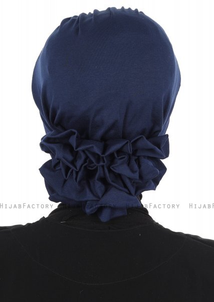 Monica - Turbante Di Cotone Blu Navy - Ayse Turban