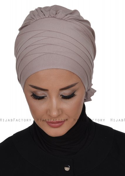 Monica - Turbante Di Cotone Taupe - Ayse Turban