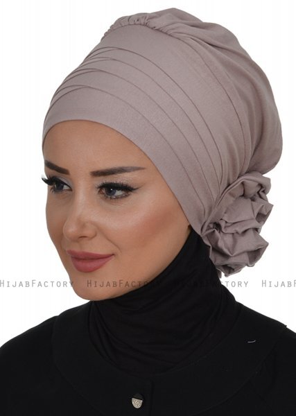 Monica - Turbante Di Cotone Taupe - Ayse Turban