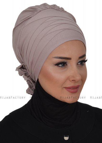 Monica - Turbante Di Cotone Taupe - Ayse Turban