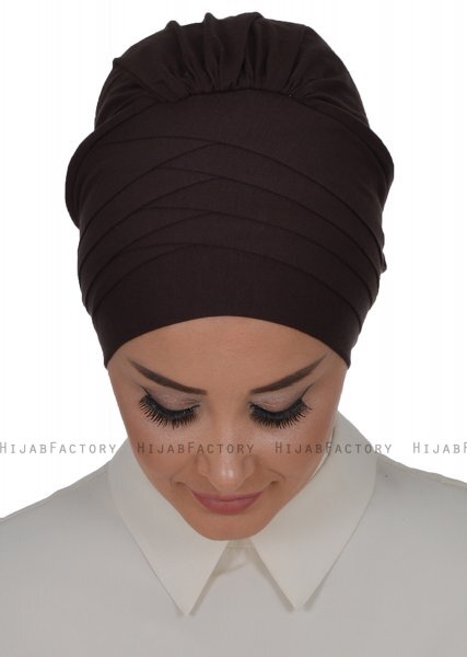 Monica - Turbante Di Cotone Marrone - Ayse Turban