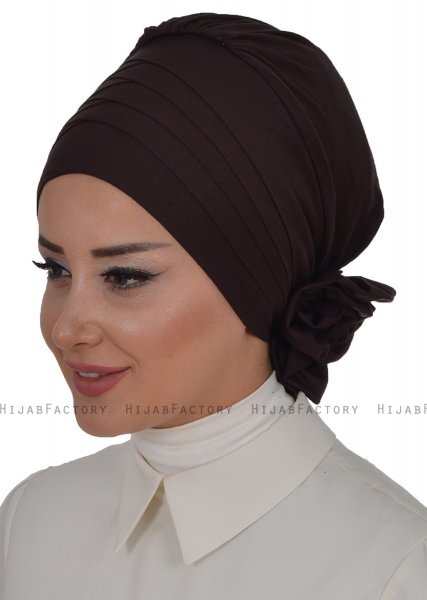 Monica - Turbante Di Cotone Marrone - Ayse Turban