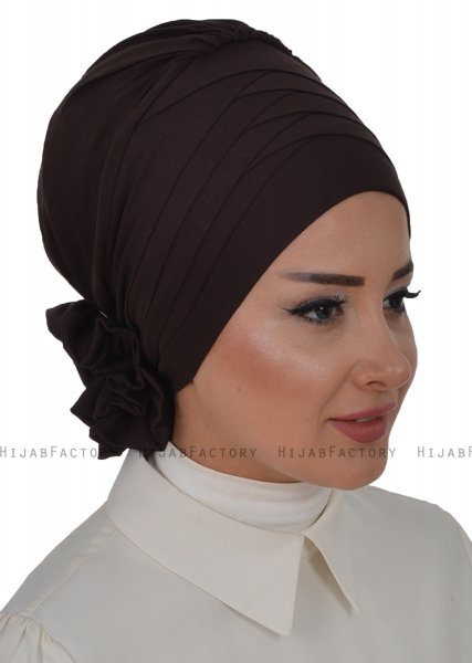 Monica - Turbante Di Cotone Marrone - Ayse Turban