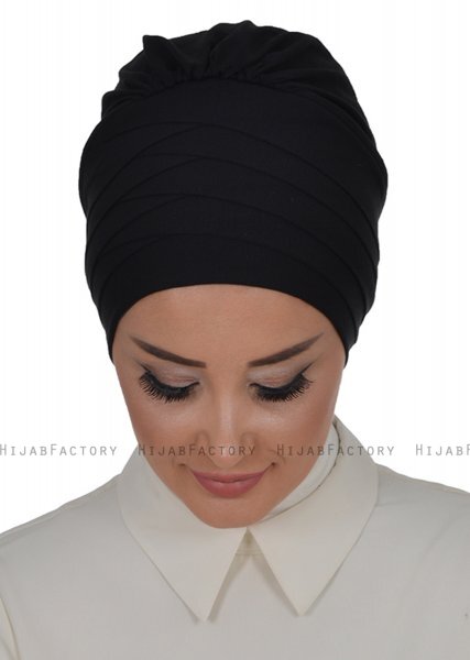 Monica - Turbante Di Cotone Nero - Ayse Turban