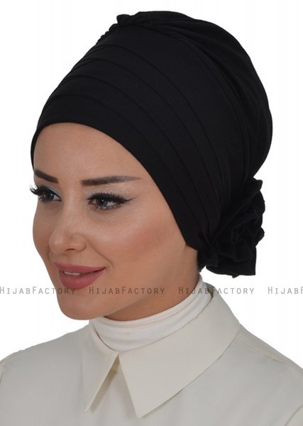 Monica - Turbante Di Cotone Nero - Ayse Turban