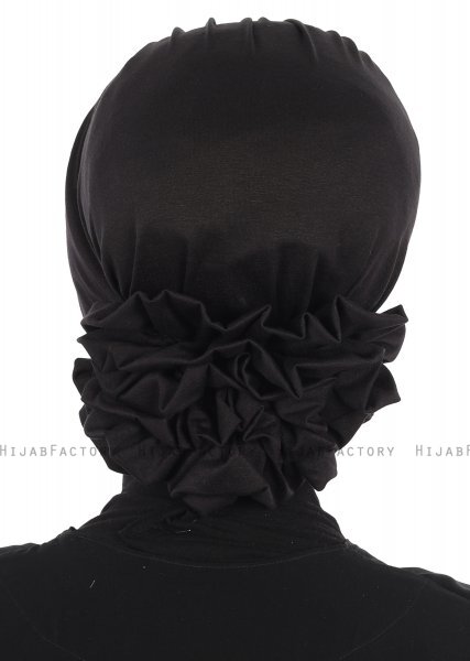 Monica - Turbante Di Cotone Nero - Ayse Turban