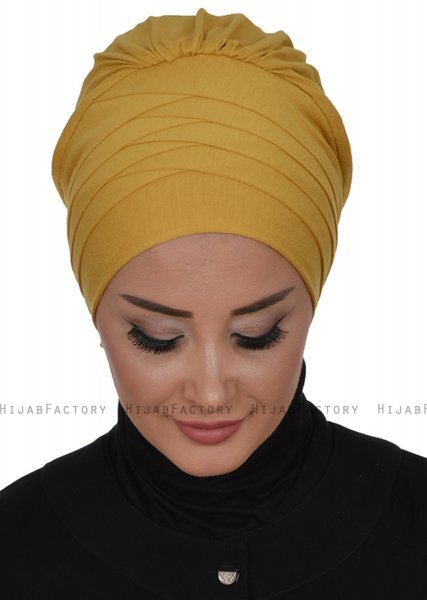 Monica - Turbante Di Cotone Mostarda - Ayse Turban