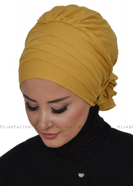 Monica - Turbante Di Cotone Mostarda - Ayse Turban