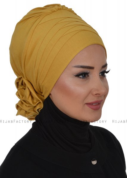 Monica - Turbante Di Cotone Mostarda - Ayse Turban