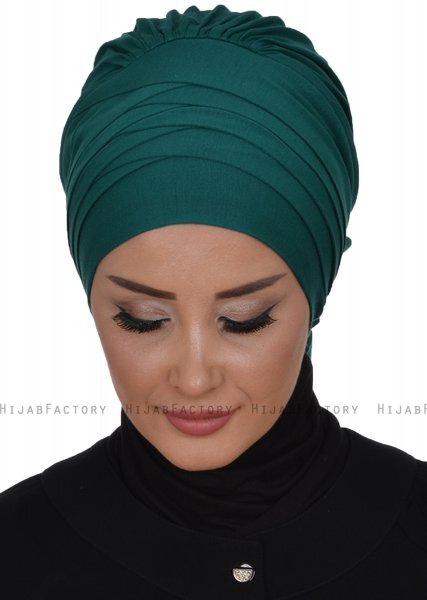 Monica - Turbante Di Cotone Verde Scuro - Ayse Turban