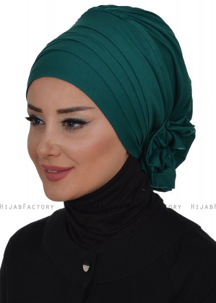 Monica - Turbante Di Cotone Verde Scuro - Ayse Turban