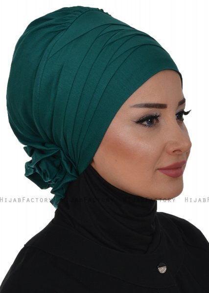 Monica - Turbante Di Cotone Verde Scuro - Ayse Turban