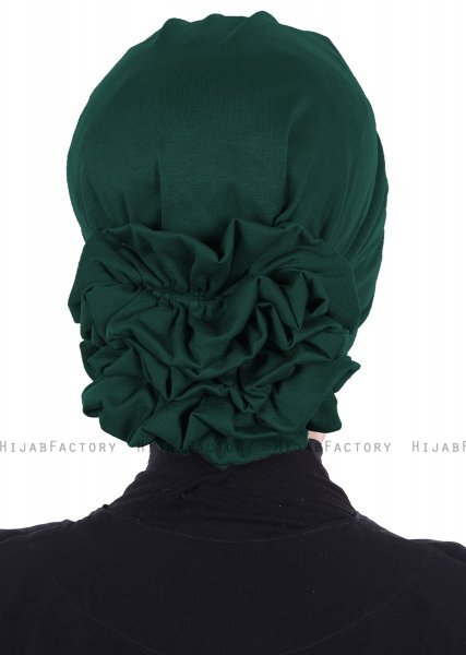 Monica - Turbante Di Cotone Verde Scuro - Ayse Turban
