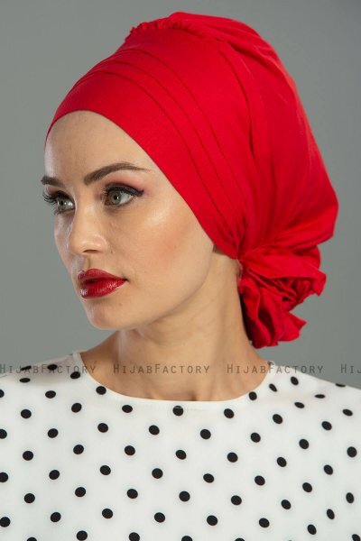 Monica - Turbante Di Cotone Rosso - Ayse Turban