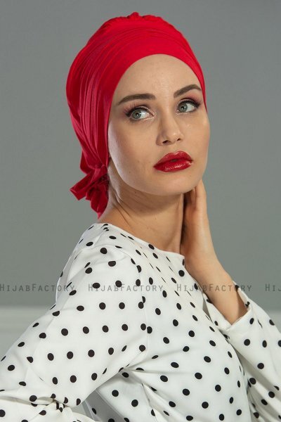 Monica - Turbante Di Cotone Rosso - Ayse Turban