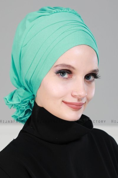 Monica - Turbante Di Cotone Turchese - Ayse Turban