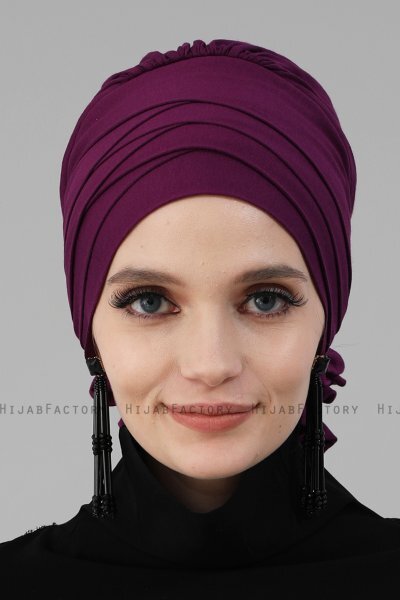 Monica - Turbante Di Cotone Viola - Ayse Turban