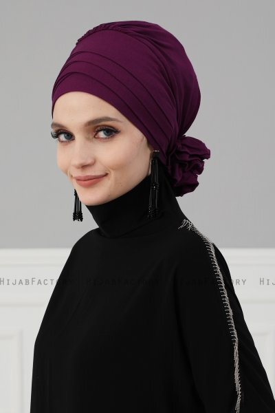 Monica - Turbante Di Cotone Viola - Ayse Turban