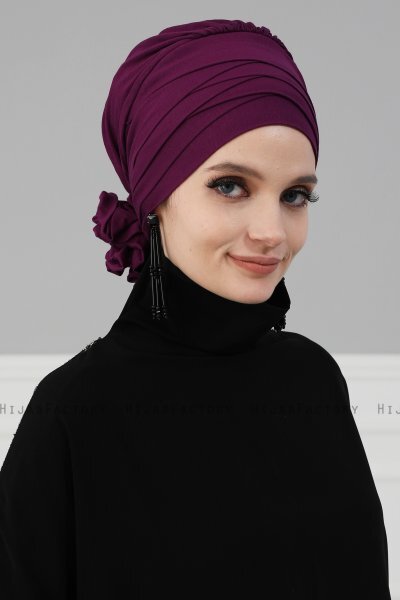 Monica - Turbante Di Cotone Viola - Ayse Turban