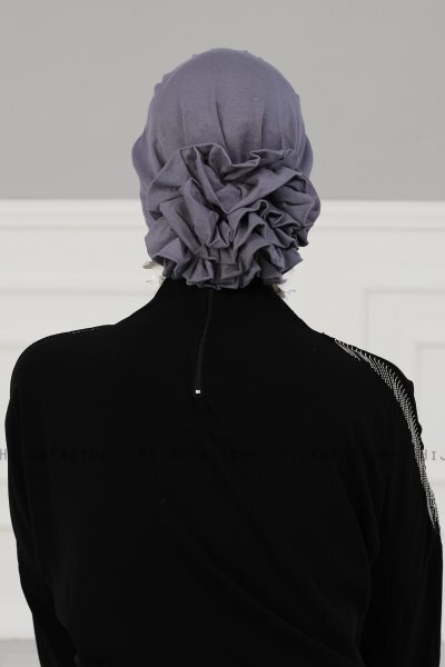 Monica - Turbante Di Cotone Grigio - Ayse Turban