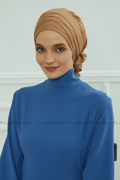 Monica - Turbante Di Cotone Marrone Chiaro