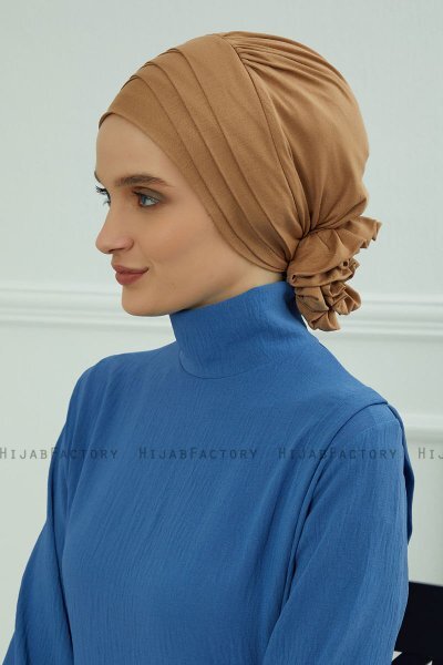 Monica - Turbante Di Cotone Marrone Chiaro