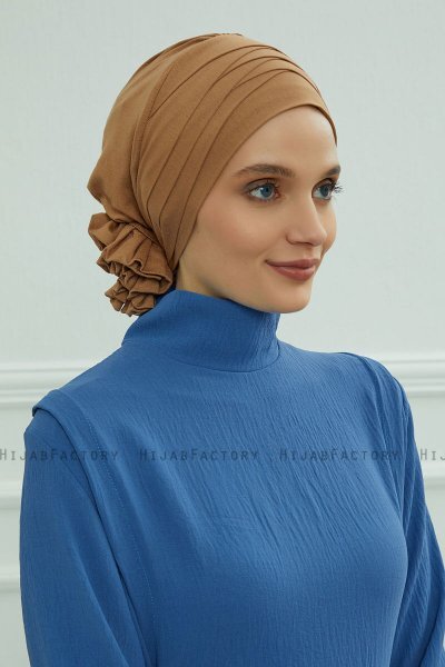 Monica - Turbante Di Cotone Marrone Chiaro