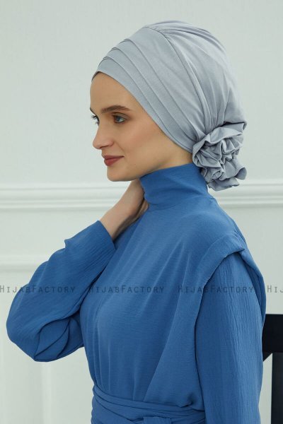 Monica - Turbante Di Cotone Grigio Chiaro