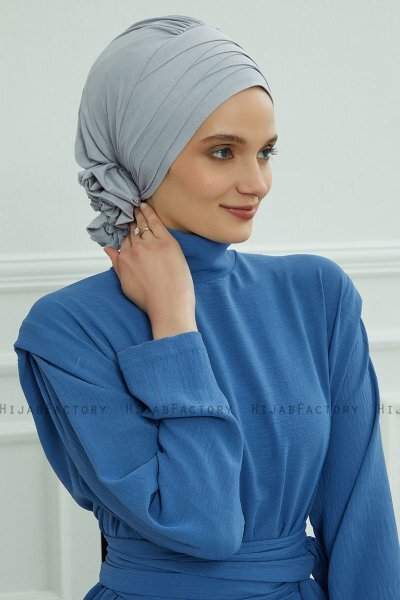Monica - Turbante Di Cotone Grigio Chiaro