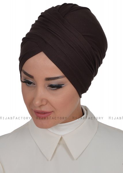 Fiona - Turbante Di Cotone Marrone - Ayse Turban