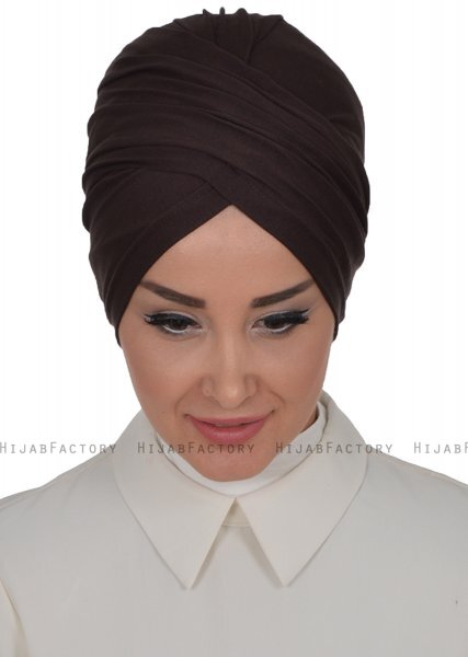 Fiona - Turbante Di Cotone Marrone - Ayse Turban