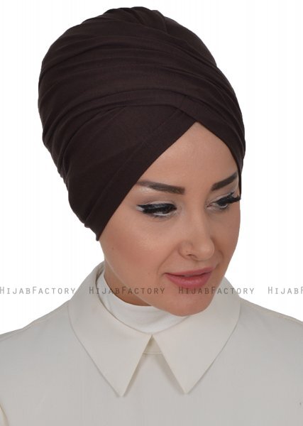 Fiona - Turbante Di Cotone Marrone - Ayse Turban
