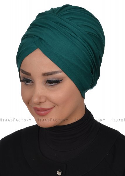 Fiona - Turbante Di Cotone Verde Scuro - Ayse Turban