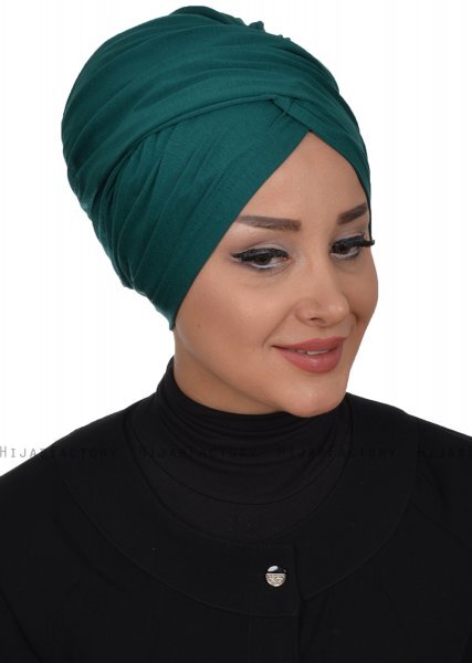 Fiona - Turbante Di Cotone Verde Scuro - Ayse Turban