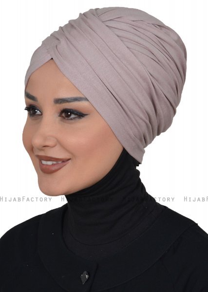 Fiona - Turbante Di Cotone Taupe - Ayse Turban