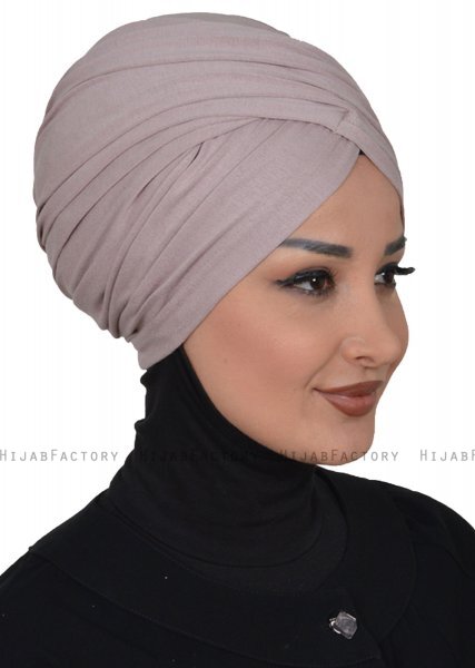 Fiona - Turbante Di Cotone Taupe - Ayse Turban