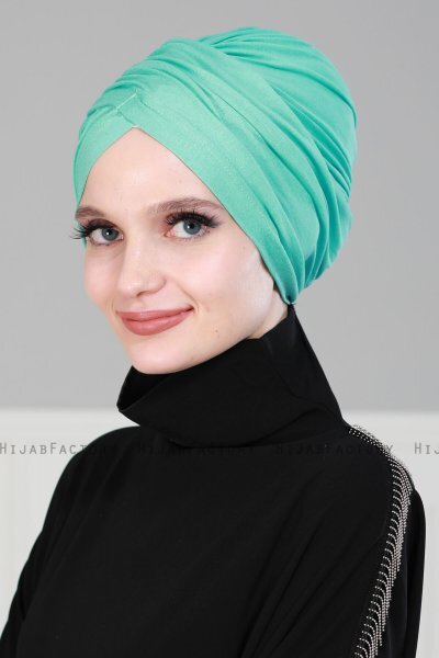 Fiona - Turbante Di Cotone Turchese - Ayse Turban