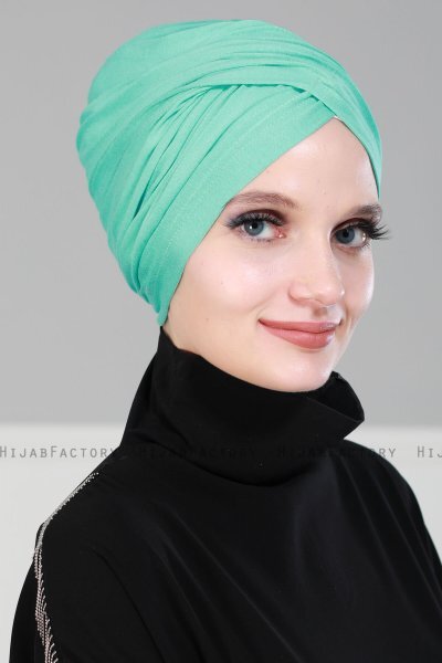 Fiona - Turbante Di Cotone Turchese - Ayse Turban
