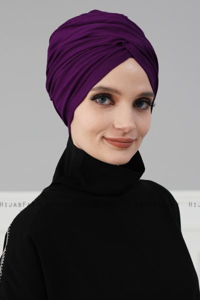 Fiona - Turbante Di Cotone Viola - Ayse Turban
