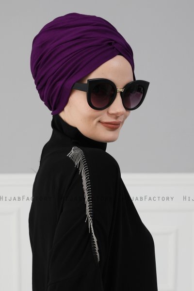 Fiona - Turbante Di Cotone Viola - Ayse Turban