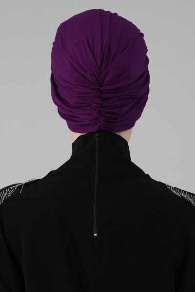 Fiona - Turbante Di Cotone Viola - Ayse Turban