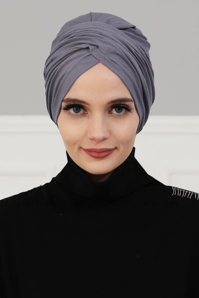 Fiona - Turbante Di Cotone Grigio - Ayse Turban